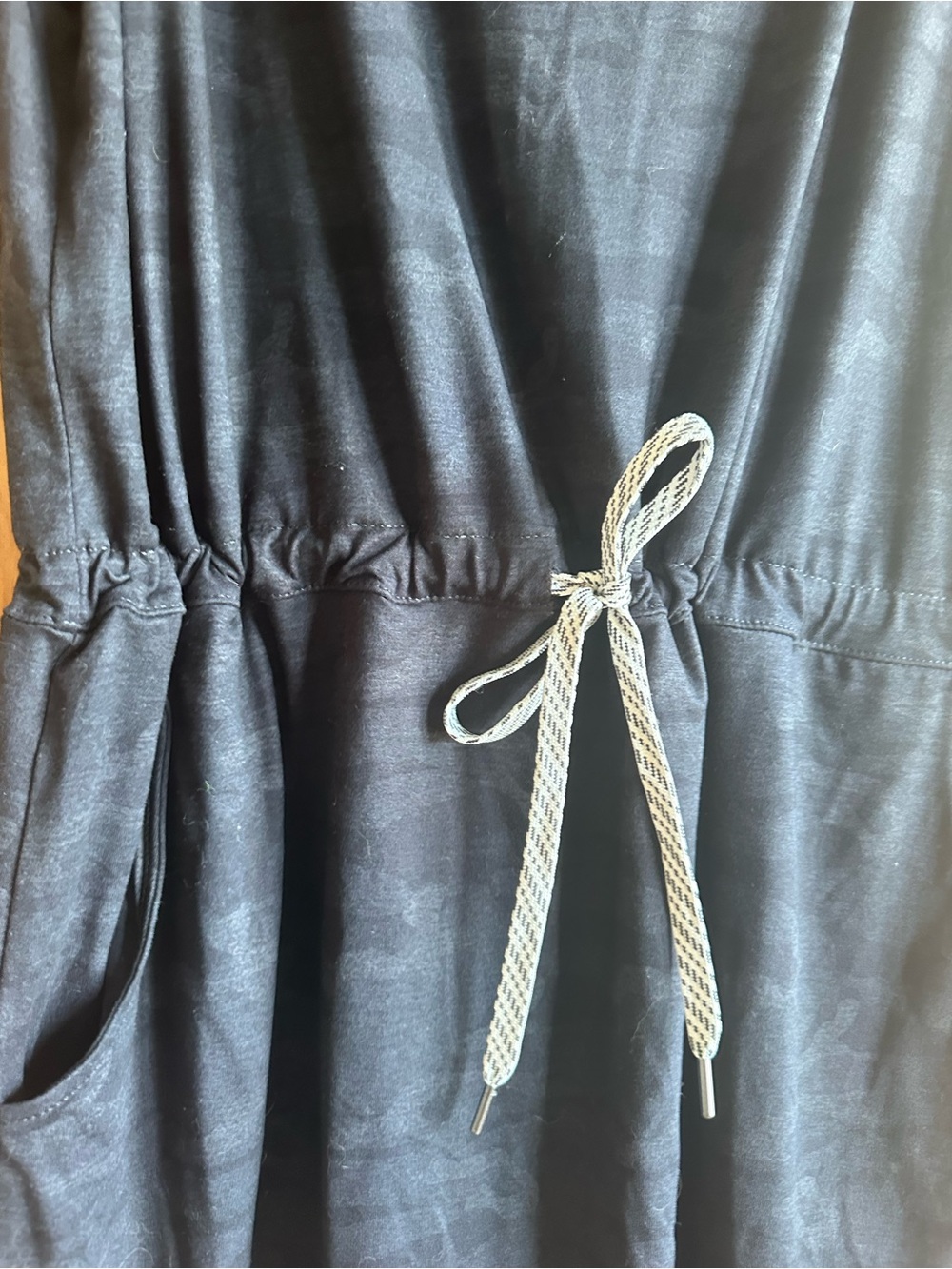 Casual Black Sleeveless Drawstring Swim Coverup - Picture 2 of 4